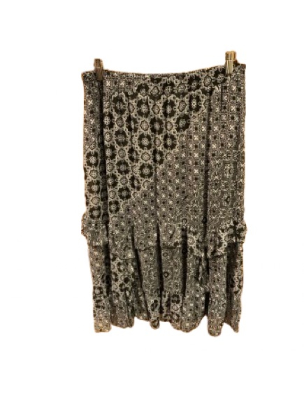 Cato Black & White Geometric Patterned Tiered A-Line Skirt Size Large